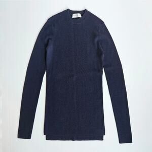 Rebecca Vallance Navy Merino Wool Silk Knit Sweater Size Small